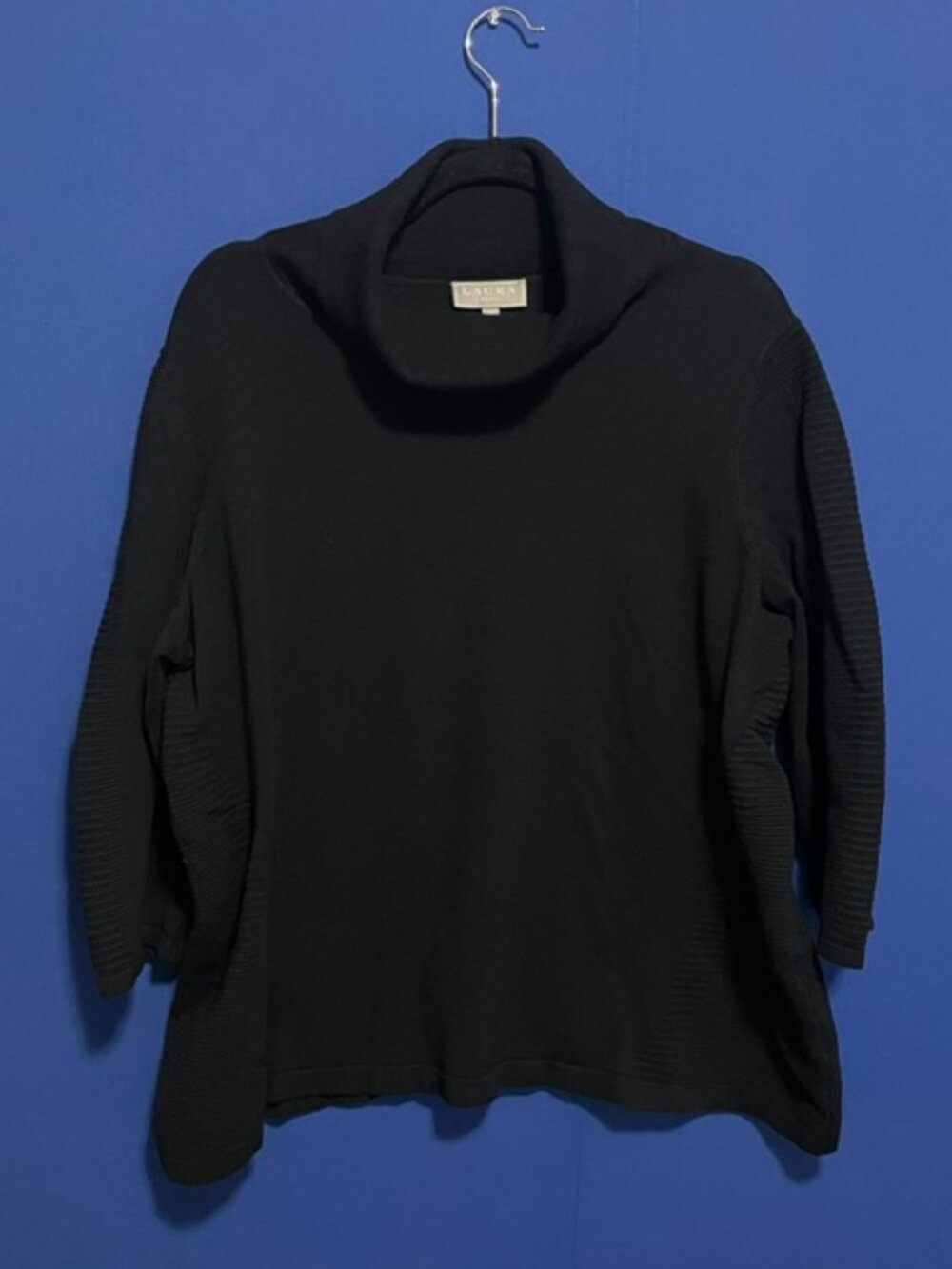 NEVER WORN Laura Plus Black Turtleneck Sweater w/ Ribbed Slide Panels - Size 2X